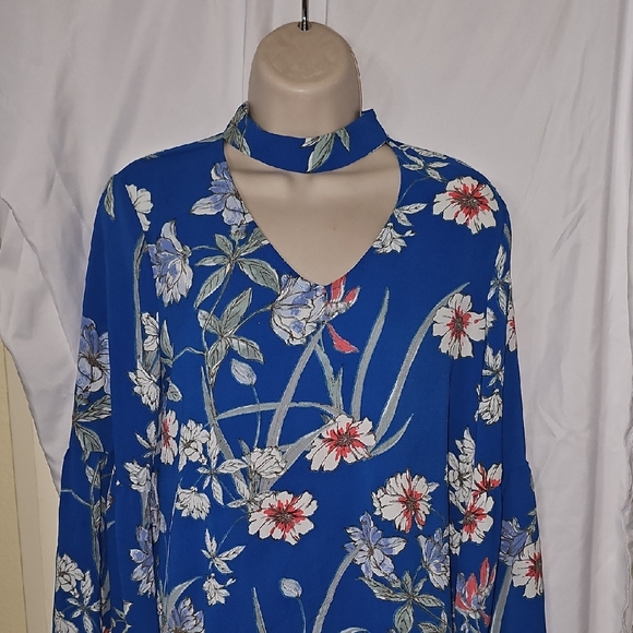 Liberty Love Blue Floral Blouse with Choker - Picture 3 of 7